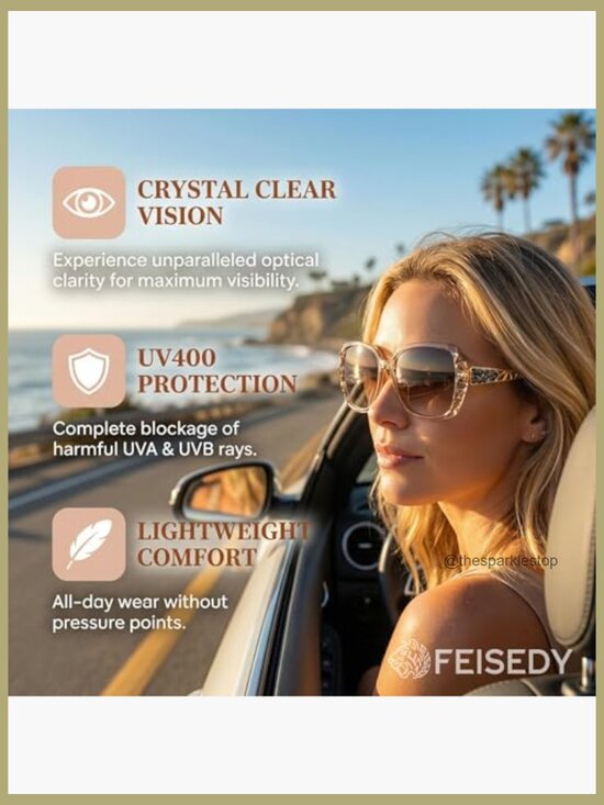 Polarized Square Sunglasses with Sparkling Composite Frame